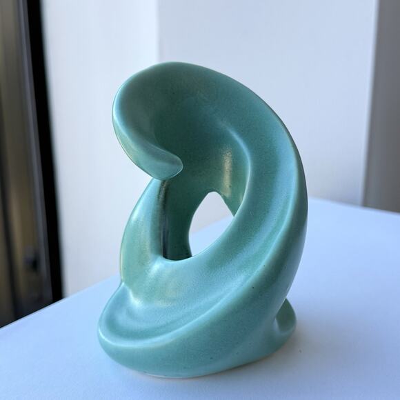 Stangl Pottery Free Form Swirl Candlestick Holder Turquoise Blue Glaze 3 3/4" - Picture 1 of 9
